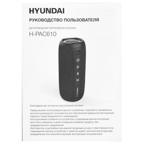 Портативная акустика Hyundai H-PAC610