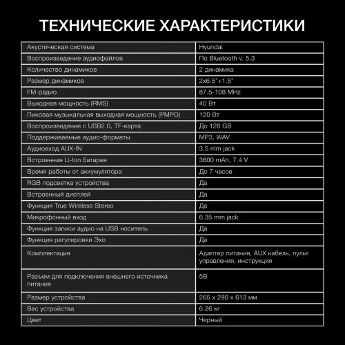 Портативная акустика Hyundai H-PS1027