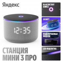 Умная колонка Яндекс Станция Мини 3 Про (серый)