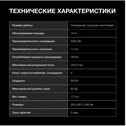 Мобильный кондиционер Hyundai HPAC-07-2