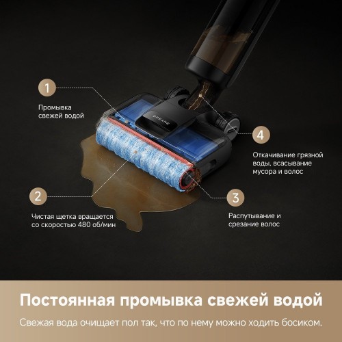 Вертикальный моющий пылесос Dreame H12 FlexReach Wet and Dry Vacuum HHR44A (евровилка, черный)