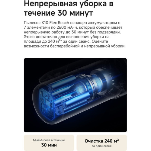 Вертикальный моющий пылесос Trouver Wet and Dry Vacuum K10 Flex Reach HMH20A (евровилка, черный)