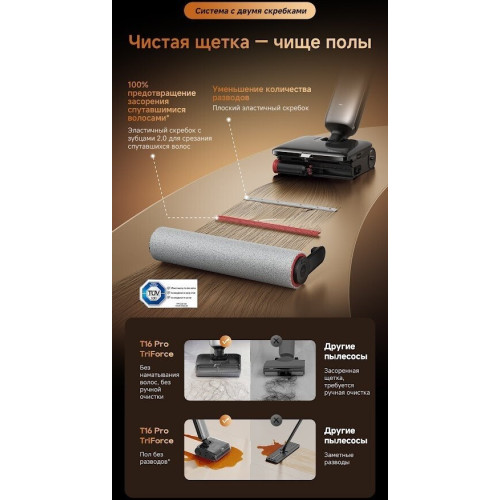 Вертикальный моющий пылесос Dreame T16 Pro TriForce Wet and Dry Vacuum HHR32E (евровилка)