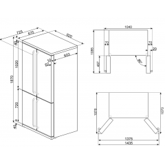 Четырёхдверный холодильник Smeg FQ960BL5