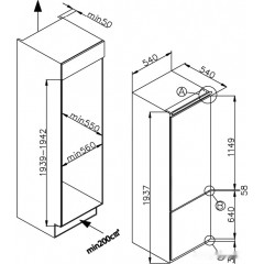 Встраиваемый холодильник Weissgauff WRKI 195 WNF
