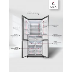 Четырёхдверный холодильник LEX LCD485STGIDBI