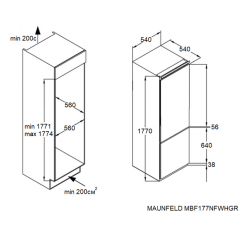 Встраиваемый холодильник Maunfeld MBF177NFWHGR Inverter