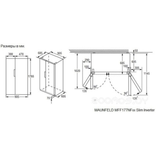 Холодильник side by side Maunfeld MFF177NFW Slim Inverter