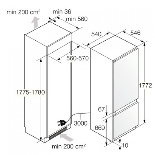 Холодильник с морозильником Asko RBC276SND1