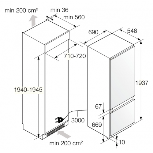 Холодильник с морозильником Asko RBC297SND1