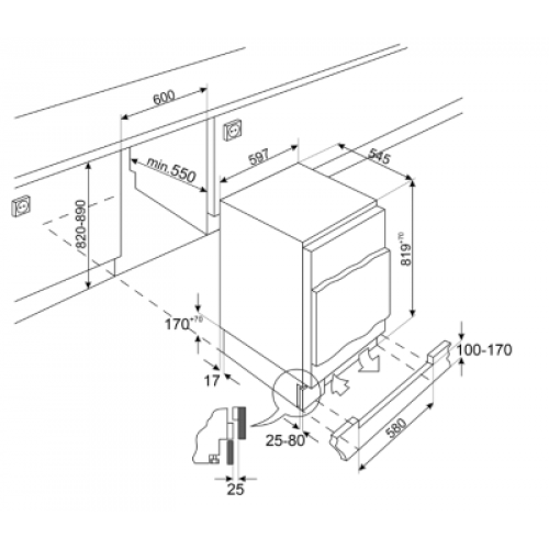 Встраиваемый холодильник Smeg U8L080DE