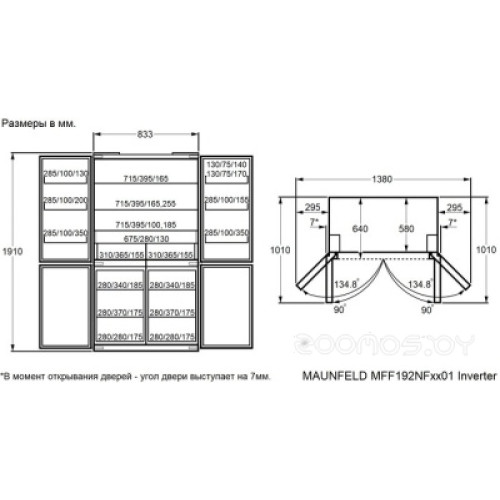 Холодильник side by side Maunfeld MFF192NFPW01 Inverter