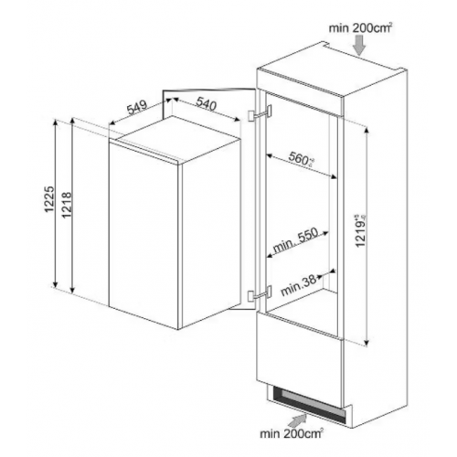 Холодильник с морозильником Smeg S4C122E