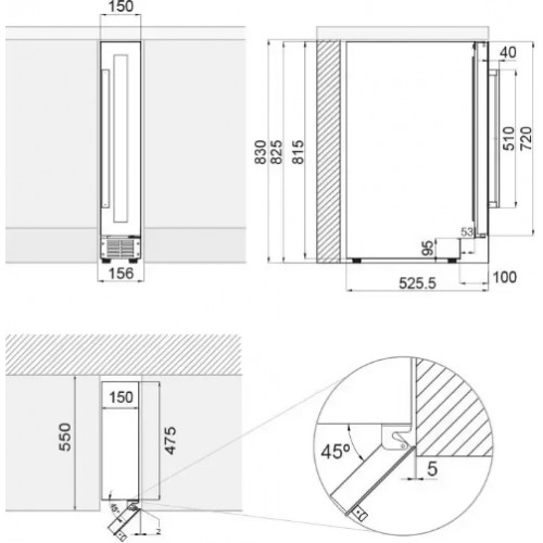 Винный шкаф Pando PVZB 15-9 CRL