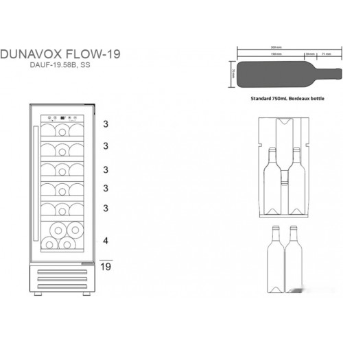 Винный шкаф Dunavox DAUF-19.58SS