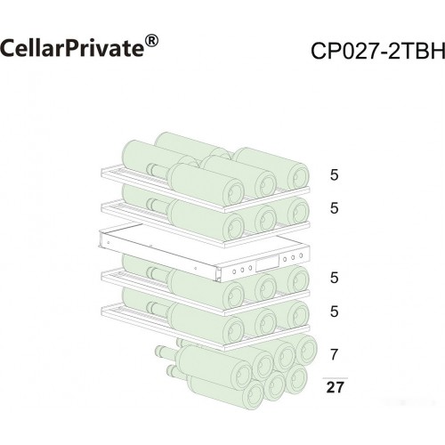 Винный шкаф Cellar Private CP027-2TBH со скрытой ручкой