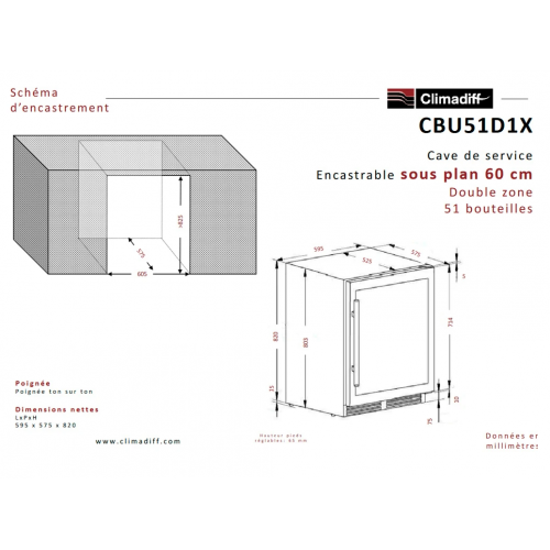 Винный шкаф Climadiff CBU51D1X