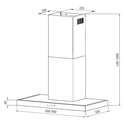 Вытяжка Krona Rut 1M 600 Inox 3P-S