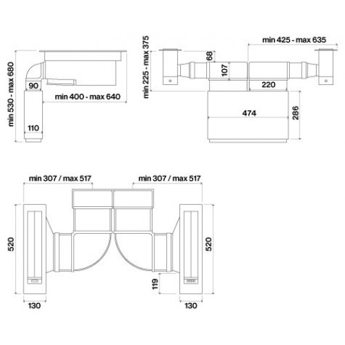 Вытяжка Falmec PIANO DOUBLE SUCTION INOX