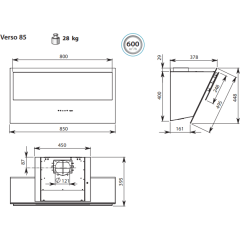 Вытяжка Falmec Verso Design 85 800 м3/ч (белый)