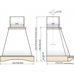 Вытяжка Elikor Ротонда 60П-650-П3Л бежевый/дуб