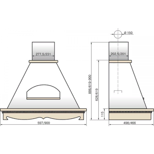 Вытяжка Elikor BELVEDER 90P-650-P3D BEIG/OAK