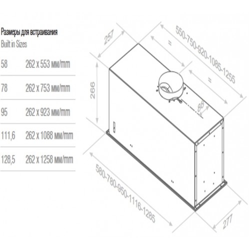 Вытяжка Pando EVO/1285 Inox V.1250 ECO SEC 008503