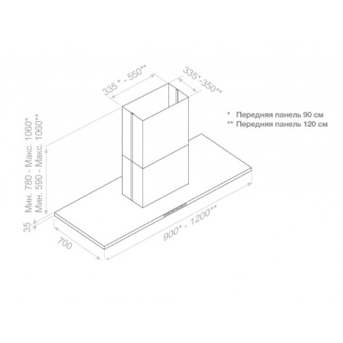 Вытяжка Pando I-402/120X70 IX 1250 ECO SEC 008390