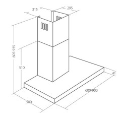 Вытяжка AKPO Feniks Slim Glass 90 wk-9 чёрное стекло/нержавеющая сталь