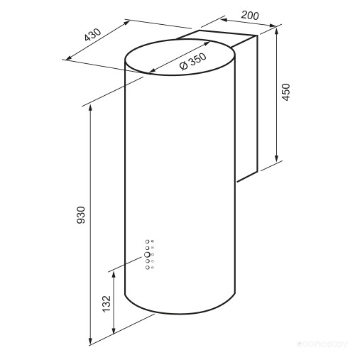 Вытяжка Krona Tina 350 3P (черный)