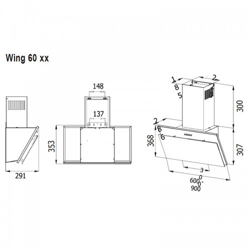 Вытяжка Evelux Wing 60 BG