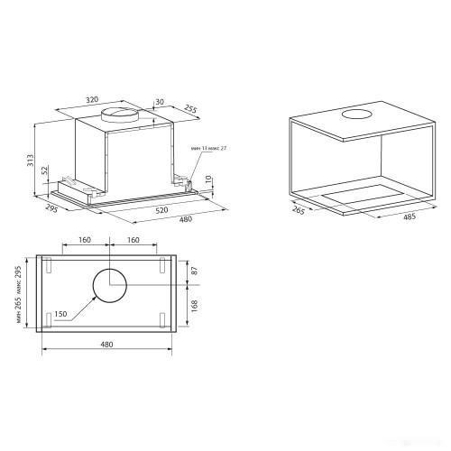 Вытяжка Krona Selina 600 PRM Inox 3P (нержавеющая сталь)