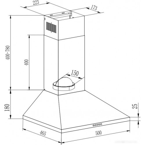 Вытяжка GrandGermes Rimini 50 (нержавеющая сталь)