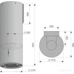 Вытяжка Konigin Ester 31 (нержавеющая сталь/черное стекло)