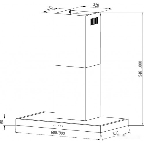 Вытяжка Krona RUT 600 inox 3P-S