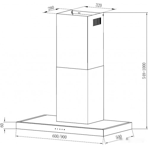 Вытяжка Krona RUT 900 inox 3P-S