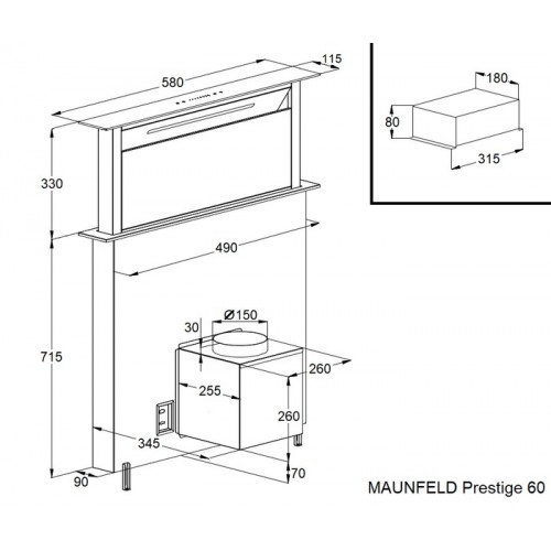 Вытяжка Maunfeld Prestige 90 (нержавеющая сталь)