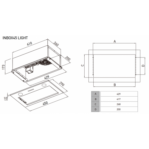 Вытяжка Meferi INBOX45BK Light