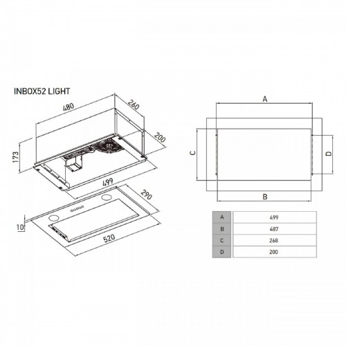 Вытяжка Meferi INBOX52IX Light