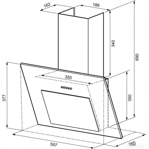 Вытяжка Krona Vierkant 600 PB (белый)