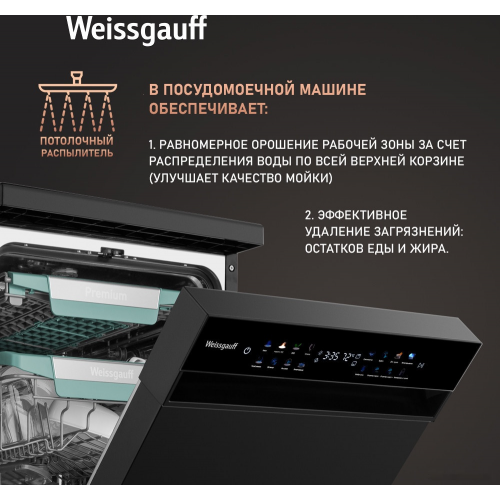 Посудомоечная машина Weissgauff DW 4539 Inverter Touch AutoOpen Black