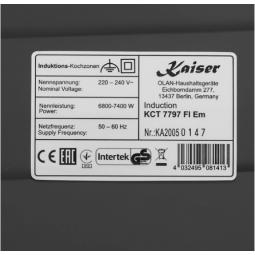 Варочная панель Kaiser KCT 7797 FI Em