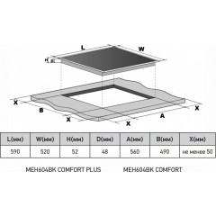 Варочная панель Meferi MEH604BK Comfort