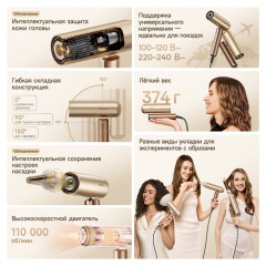 Фен Dreame Hairdryer Pocket Aura Gold AZP20A (золотистый)