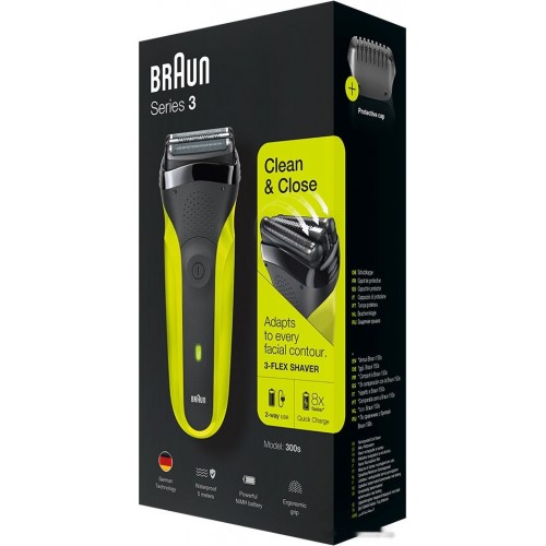 Электробритва мужская Braun Series 3 300s (зеленый)