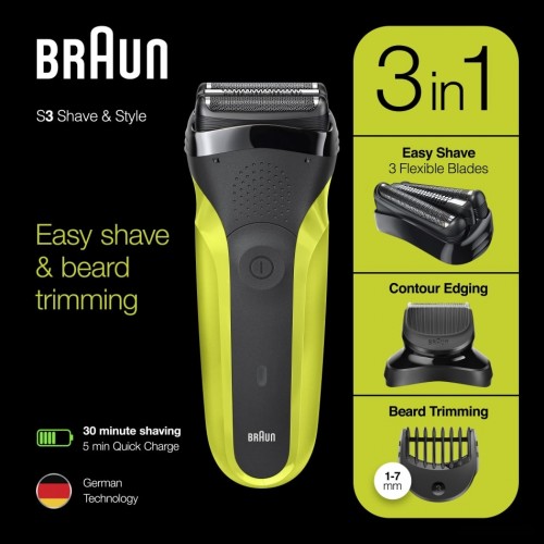 Электробритва мужская Braun Series 3 Shave&Style 300BT (зеленый)