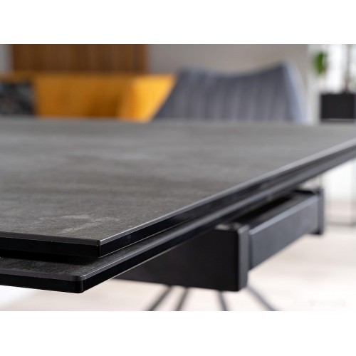 Кухонный стол Signal Salvadore Ceramic 160/240x90 (серый мрамор/черный матовый)