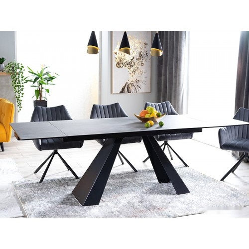 Кухонный стол Signal Salvadore Ceramic 160/240x90 (серый мрамор/черный матовый)