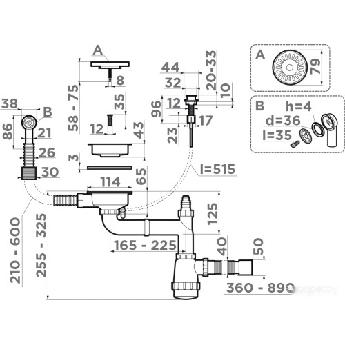 Сифон Omoikiri WK-1-CL-R-A AB