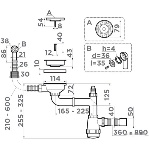 Сифон Omoikiri WK-1-CL-R AB